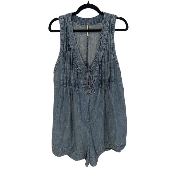 Free People Blue Denim Romper - Picture 1 of 5